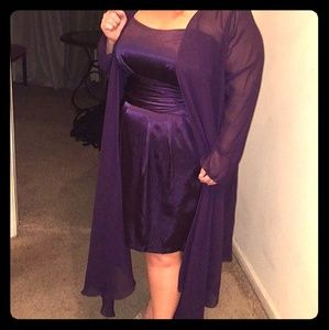 David's Bridal strapless dress with chiffon coat